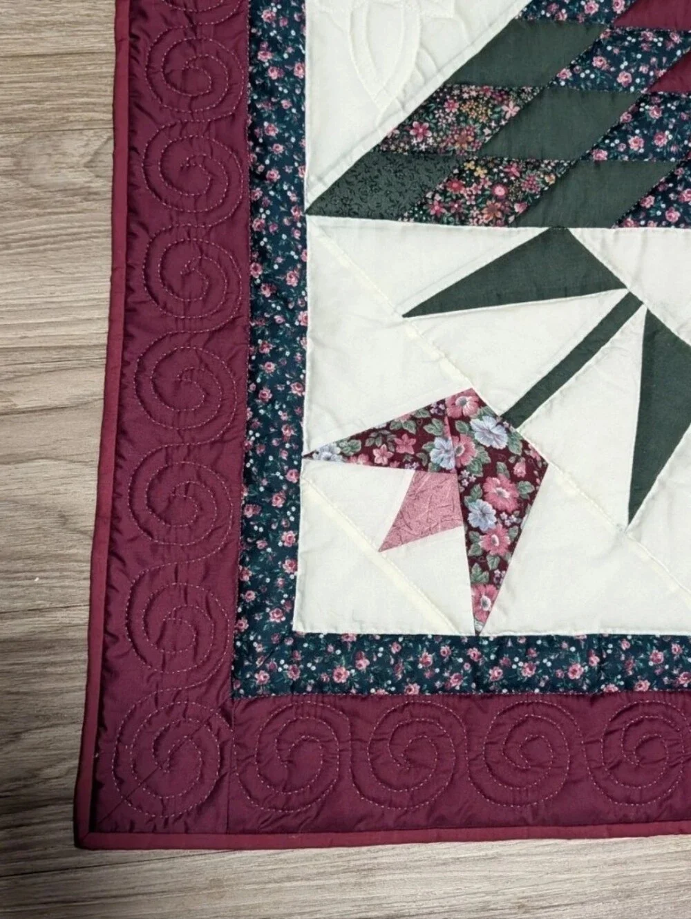 Handmade Lone Star Quilt Star of Beauty Wall Hanging Floral Tulip Quilt 45